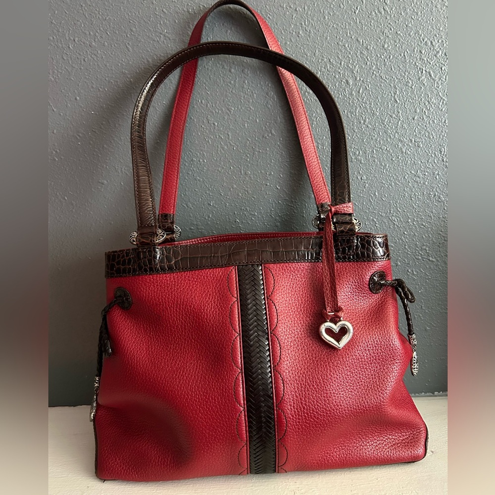 Vintage Brighton Emma Red Leather Bag with Heart Accent